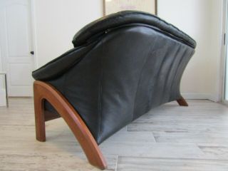 Vintage Teak Danish Leather Sofa Mid Century Modern Ekornes Style 7