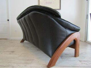 Vintage Teak Danish Leather Sofa Mid Century Modern Ekornes Style 9