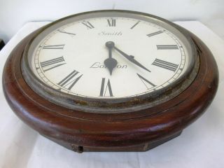 Antique Smith London Wall Clock Round Office Clock Wood Case Collectibles F