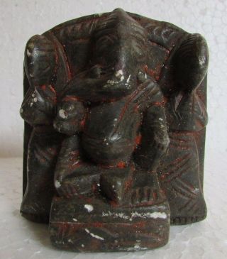 Vintage Old Hand Crafted Stone Hindu God Ganesha Statue,  Collectible