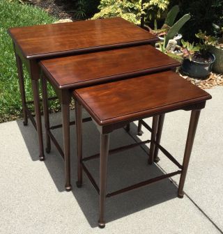 EXCEPTIONAL 3 VINTAGE DREXEL HERITAGE SOLID CHERRY NESTING TABLES QUEEN ANNE 6