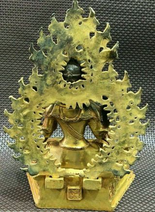 Large Antique Chinese Gold Gilt Tibetan God Buddha Statue Stand 10 inches Tall 2