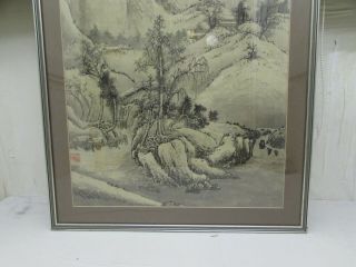 Antique Chinese Scroll Painting on Rice Paper of Figures in Landscape 2