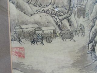 Antique Chinese Scroll Painting on Rice Paper of Figures in Landscape 3