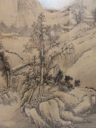 Antique Chinese Scroll Painting on Rice Paper of Figures in Landscape 4