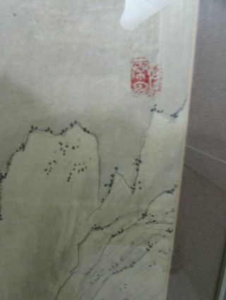 Antique Chinese Scroll Painting on Rice Paper of Figures in Landscape 7