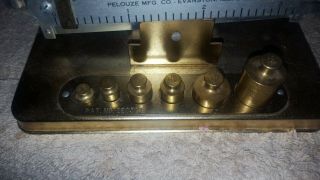 Vintage Pelouze Scale Co.  R - 47 Metric (grams) Balance Scale With Brass Weights