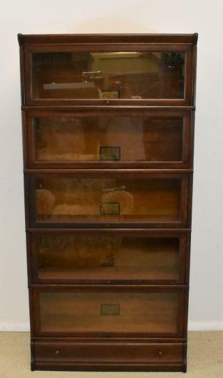 Globe - Wernicke 5 Stack Barrister Oak Bookcase With Bottom Drawer