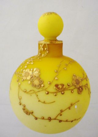 Webb Melon Colored Cased Glass Perfume Gilt With Butterfly