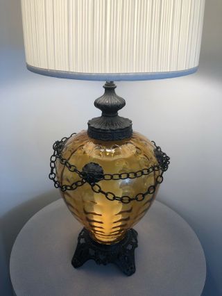 Large Vintage Mid Century 1970 Crusaders Medieval Light Up Base Lamp