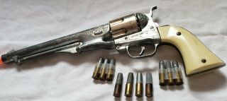 Vintage Hubley 44cal Model1860 Diecast Toy Cap Pistol 10 Bullets.