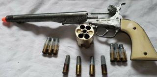 VINTAGE HUBLEY 44cal model1860 DIECAST TOY CAP PISTOL 10 bullets. 6