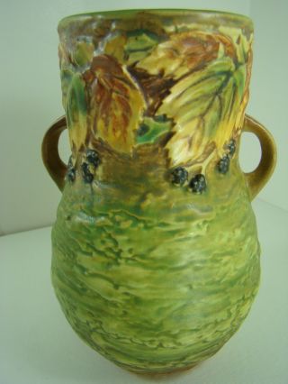 Roseville ART POTTERY Ca 1932 Blackberry Double Handled TALL Vase 575 - 8 4