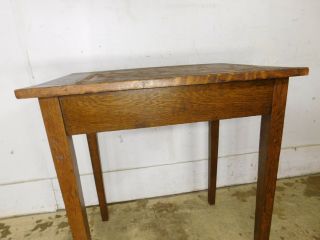 Antique Square Solid Oak Wood Work Radio Industrial Machine Stand Table 11