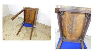 Antique Square Solid Oak Wood Work Radio Industrial Machine Stand Table 12