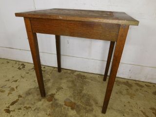Antique Square Solid Oak Wood Work Radio Industrial Machine Stand Table 2