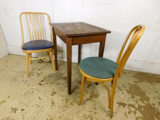 Antique Square Solid Oak Wood Work Radio Industrial Machine Stand Table 4