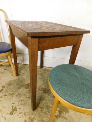 Antique Square Solid Oak Wood Work Radio Industrial Machine Stand Table 5