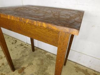 Antique Square Solid Oak Wood Work Radio Industrial Machine Stand Table 7