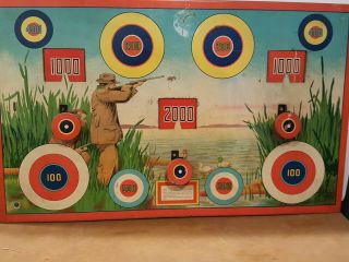 Vintage Wyandotte Tin Litho Shooting Gallery with Target Ducks Hunter 11