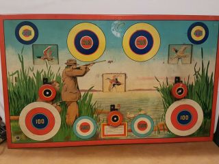 Vintage Wyandotte Tin Litho Shooting Gallery With Target Ducks Hunter
