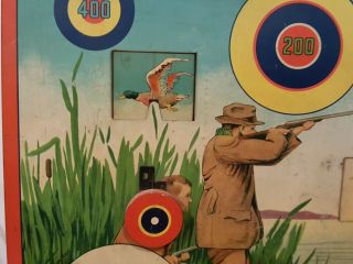 Vintage Wyandotte Tin Litho Shooting Gallery with Target Ducks Hunter 4