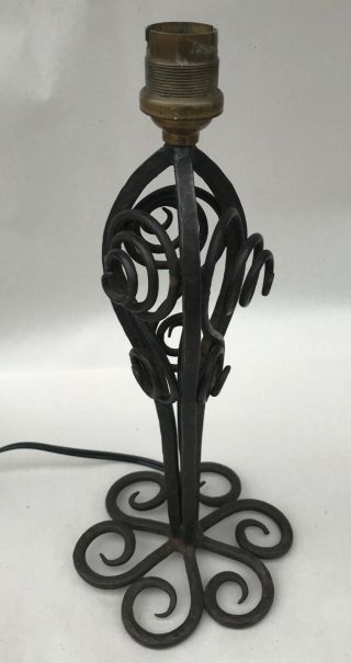 Art Deco Edgar Brandt Style Boudoir Table Lamp Wrought Iron