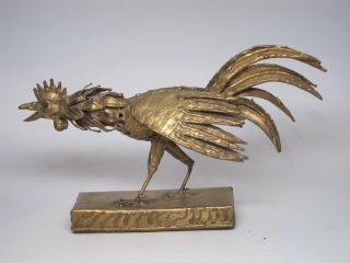 Mid - Century Bronze Metal Signed Rooster Chicken Impressionist Collage Sculpture