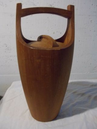 Vintage Dansk Quistgaard Staved Teak Ice Bucket Danish Modern 15.  5 " Tall,