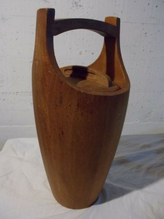 Vintage Dansk Quistgaard Staved Teak Ice Bucket Danish Modern 15.  5 