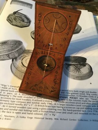 Revolutionary War 18th Century Wood Case Sundial Compass 1720 - 1780 Cond.