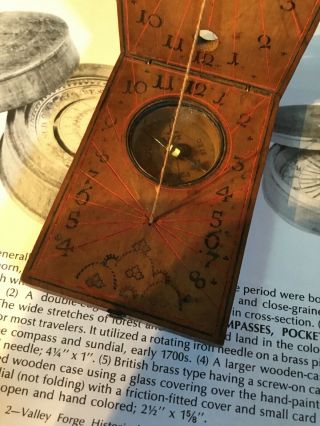 Revolutionary War 18th Century Wood Case Sundial Compass 1720 - 1780 Cond. 2