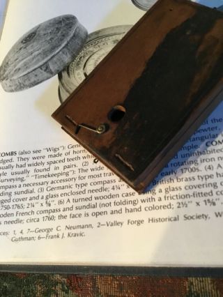 Revolutionary War 18th Century Wood Case Sundial Compass 1720 - 1780 Cond. 5