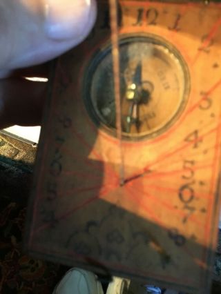 Revolutionary War 18th Century Wood Case Sundial Compass 1720 - 1780 Cond. 7