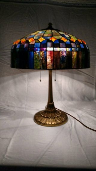 Antique Wilkinson Lamp W/leaded Glass Shade.  B&h,  Handel Era