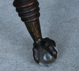 Antique Round quarter sawn solid Oak Lamp Table with claw ball feet 3