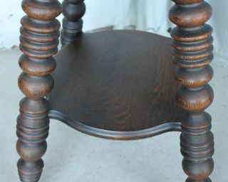 Antique Round quarter sawn solid Oak Lamp Table with claw ball feet 4