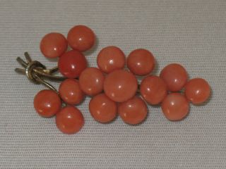 ANTIQUE CHINESE BROOCH 16 x SALMON CORAL ca.  1840 wonderful RARE 2