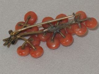 ANTIQUE CHINESE BROOCH 16 x SALMON CORAL ca.  1840 wonderful RARE 6