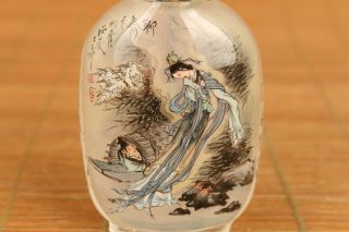 Antiques old glass Hand inside painted Female demon snuff bottle decoration gift 2