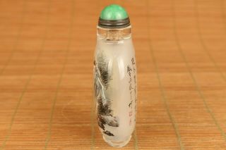 Antiques old glass Hand inside painted Female demon snuff bottle decoration gift 3