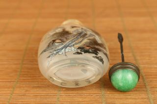 Antiques old glass Hand inside painted Female demon snuff bottle decoration gift 7