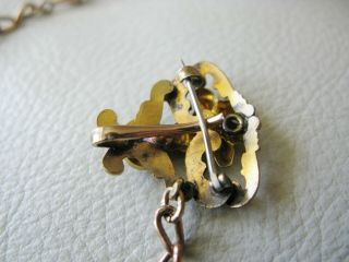 Antique Victorian Art Nouveau Gold Filled Pink Glass Jewel Watch Fob Pin JMF Co 10