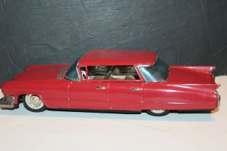 LARGE VINTAGE BANDAI TIN FRICTION POWERED 1960 CADILLAC HARDTOP 4