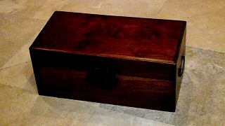 Antique Chinese Mahogany Wood Storage Box,  Trunk,  Brass Hardware 1