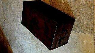 ANTIQUE CHINESE MAHOGANY WOOD STORAGE BOX,  TRUNK,  BRASS HARDWARE 1 4