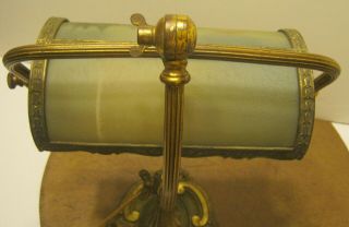 Antique MILLER Desk Lamp REVERSE PAINTED Pastoral Scene on Swivel Shade NR 4