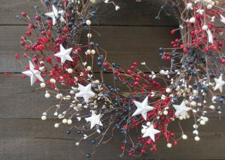 Patriotic Wreath Stars Red White Blue USA Americana Door Decor Flag 4th of July 12