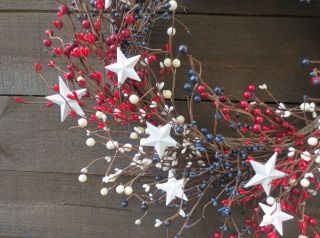 Patriotic Wreath Stars Red White Blue USA Americana Door Decor Flag 4th of July 5