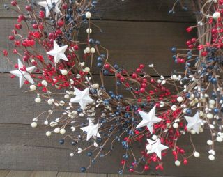 Patriotic Wreath Stars Red White Blue USA Americana Door Decor Flag 4th of July 7